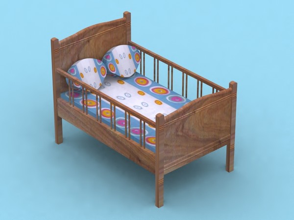 3d model wooden cradle - Wooden Cradle by PedroFaut